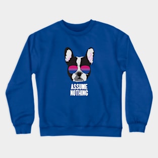 ASSUME NOTHING - Boston Terrier Dog Bi Bisexual Pride Flag Crewneck Sweatshirt